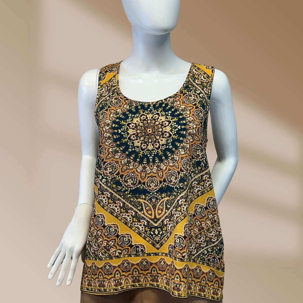 Sweet Wanderer Ladies Sz Small Yellow Colorful Tank Great For Layering NWOT